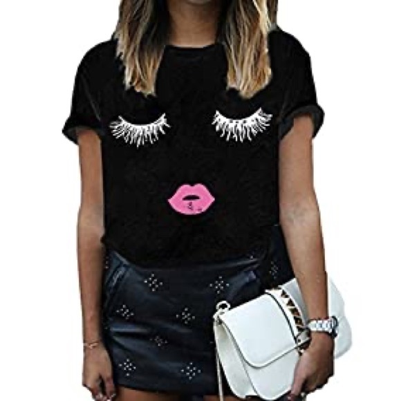 Amazon Tops - Woman’s Black Eyelash Tee